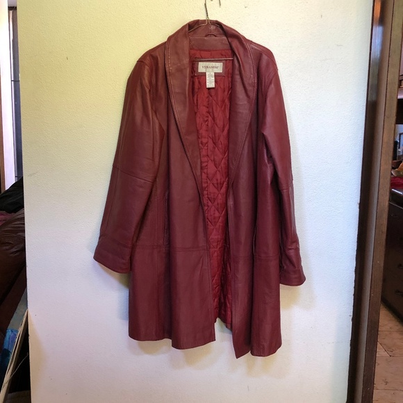 Veranesi Red Genuine Leather Coat 